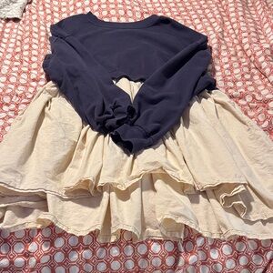 Free People Navy and Cream Dress